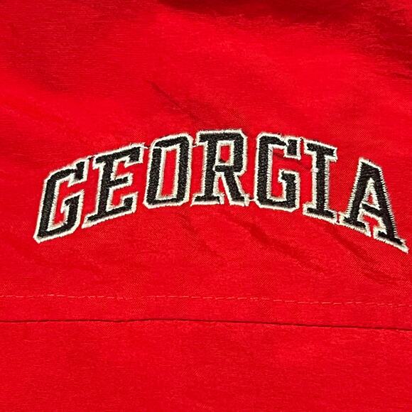 Starter Georgia Bulldogs Jacket L Vintage 90s Hooded Spellout Red Distressed - Picture 14 of 15